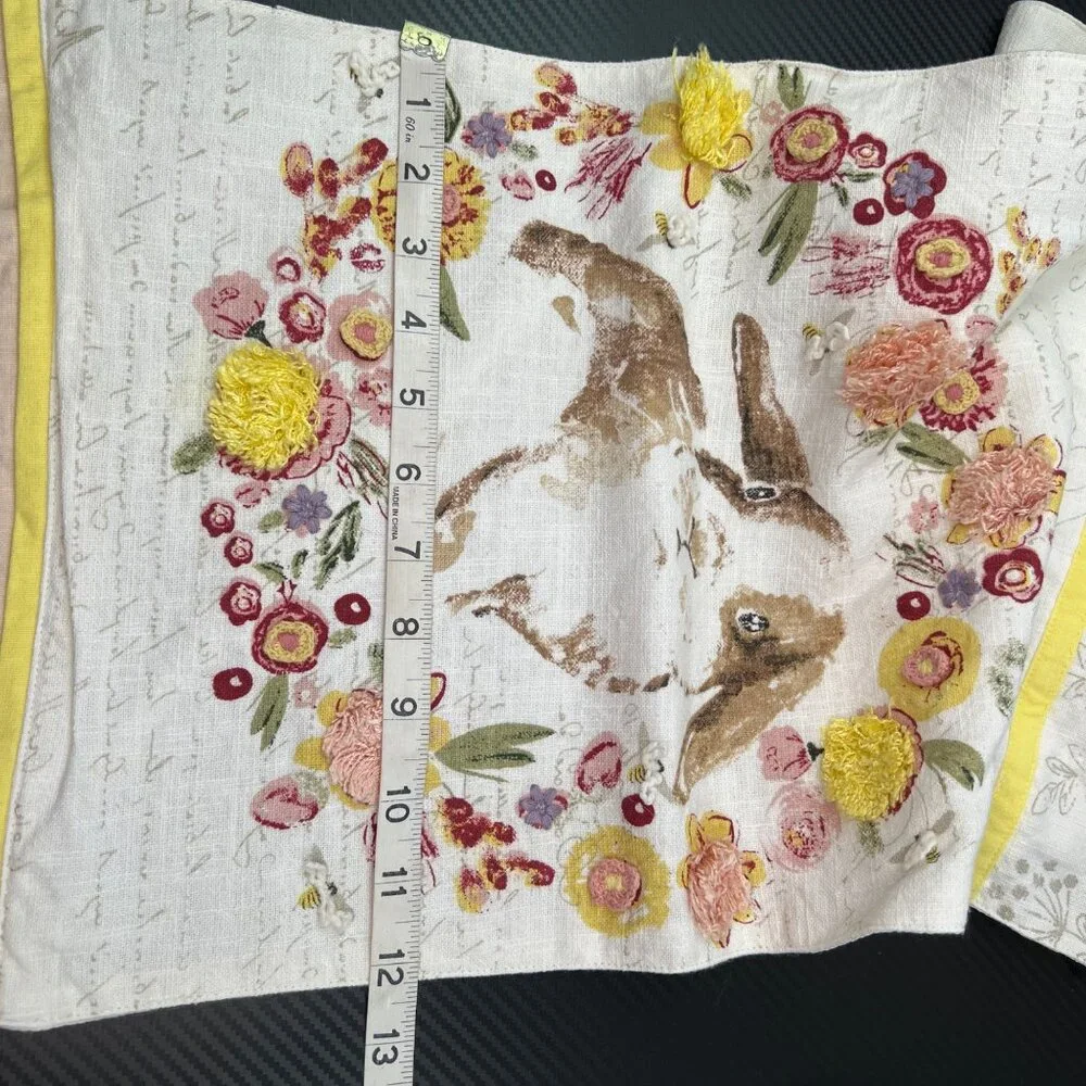 Pier 1 Imports Floral Embellished Easter Bunny Rabbit Table Runner 70"x12” - Picture 9 of 11